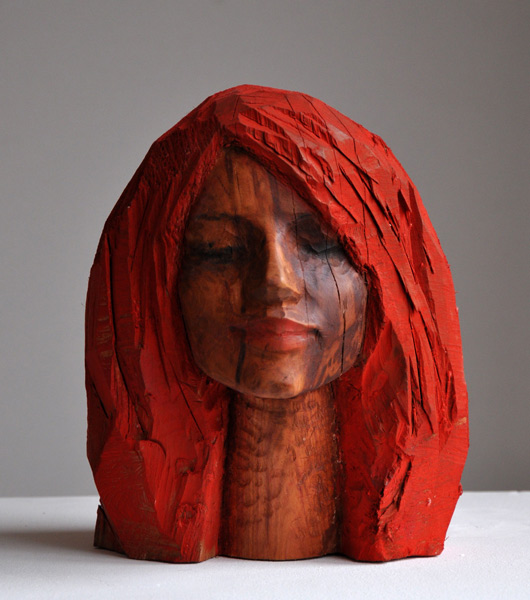 Roter Kopf, Zwetschge, Pigment, 2011, 35 cm